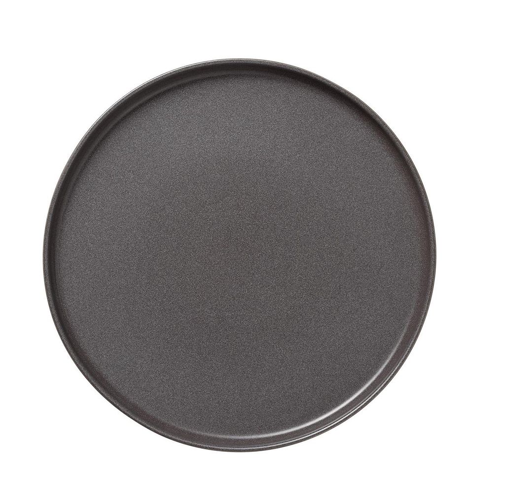 4x Flache Teller 33 cm Steinzeug ROCKZZERO One Stone Grey / dunkelgrau
