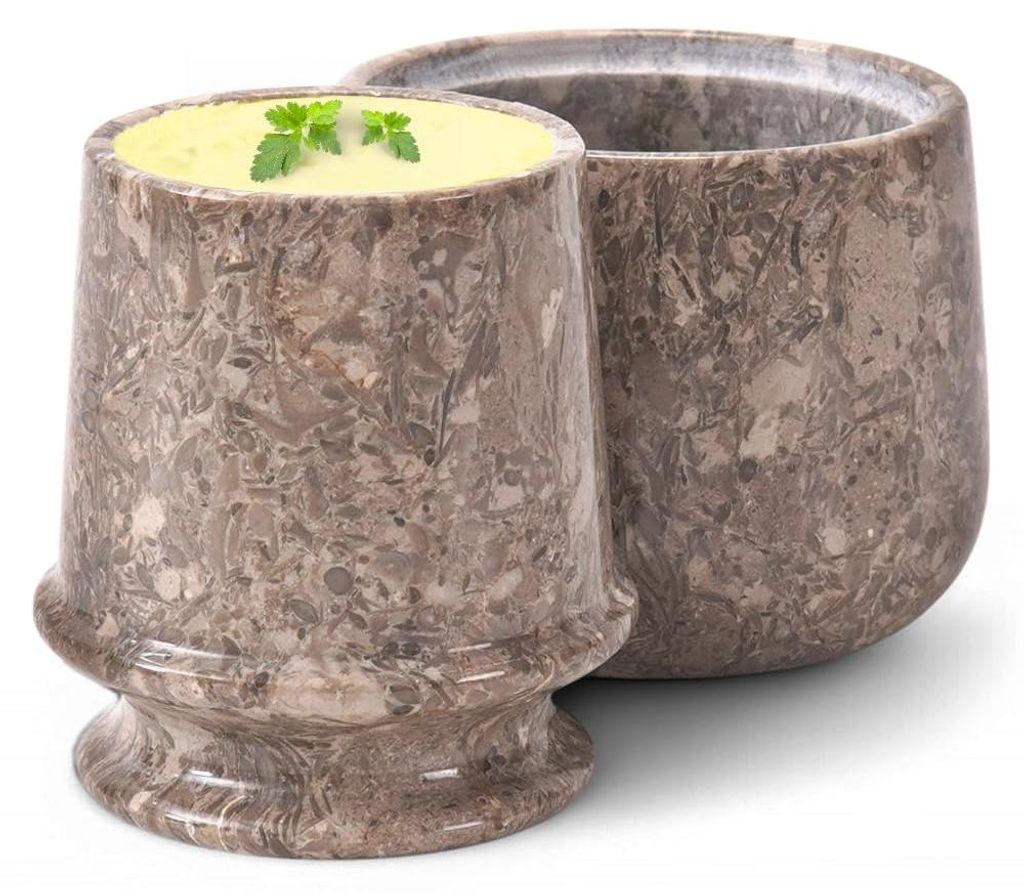 Marmor Butterdose mit Deckel, 10,8 cm, Ozeanblau