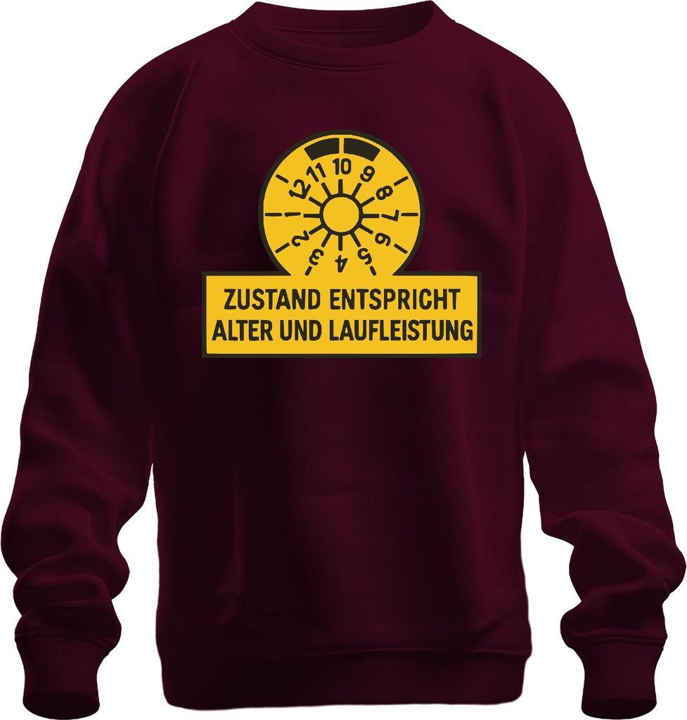 Zustand entspricht Alter Laufleistung Prüfplakette Geschenk Uni Sweatshirt Pullover, Burgundy, M