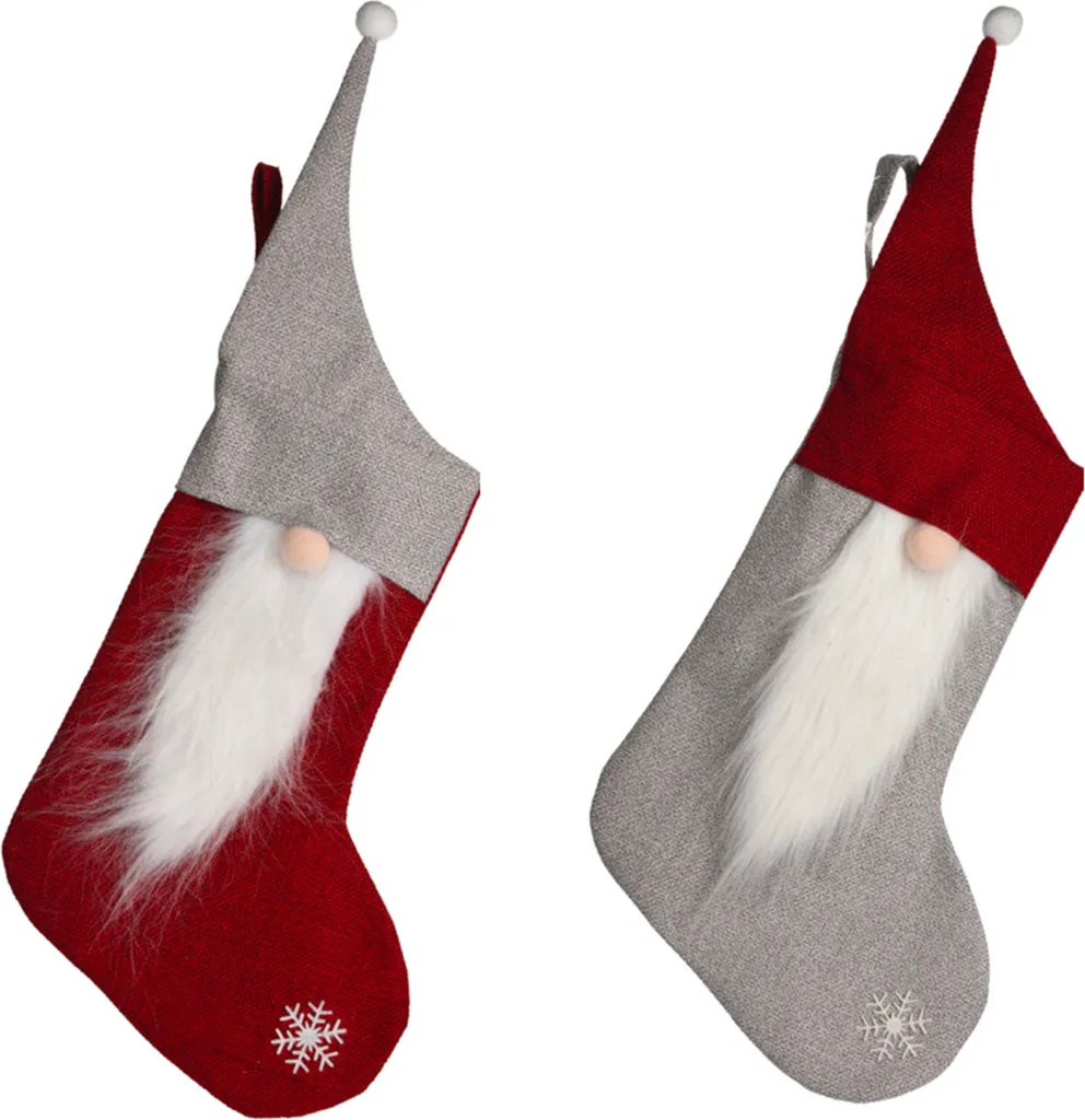 Chaussettes de Noël pour Garnir - 2 Décorations Père Noël 40 cm