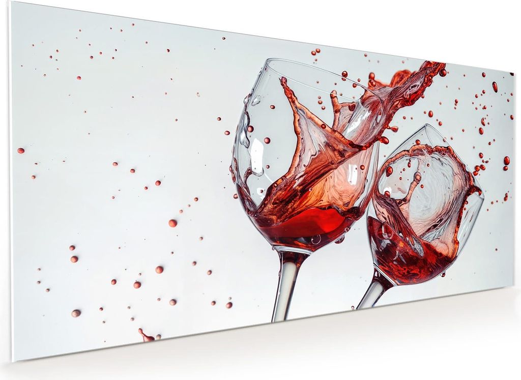 Küchenrückwand Spritzschutz Glas mit Motiv Weinkelchplätschern 40 x 40 cm