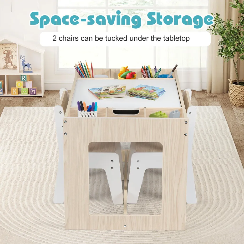 Crea l'Angolo delle Meraviglie: COSTWAY Set Tavolo e Sedie 3 in 1 - 4