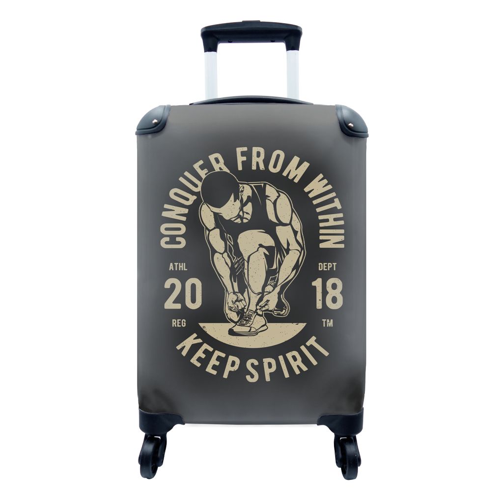 MuchoWow Koffer Handgepäck Trolley Rollkoffer Kleine Reisekoffer mit 4 Rollen - Sport - Sprichwörter - Vintage - Cabin Size < 55x40x23 cm & 55x...