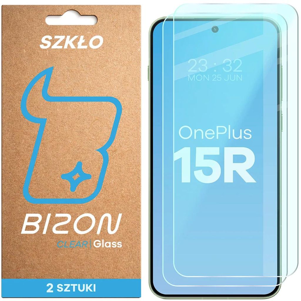 2x Gehärtetes Glas für OnePlus 15R, Bizon Glass Clear Duo