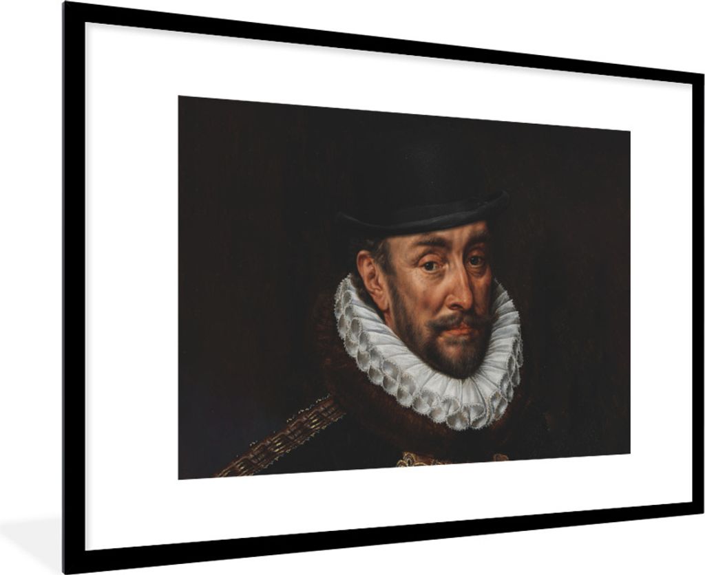 MuchoWow Gerahmtes Poster Wilhelm von Oranien - Adriaen Thomasz 90x60 cm - Poster mit Schwarzem Bilderrahmen Wandposter Rahmen Foto Bilder - Wand...