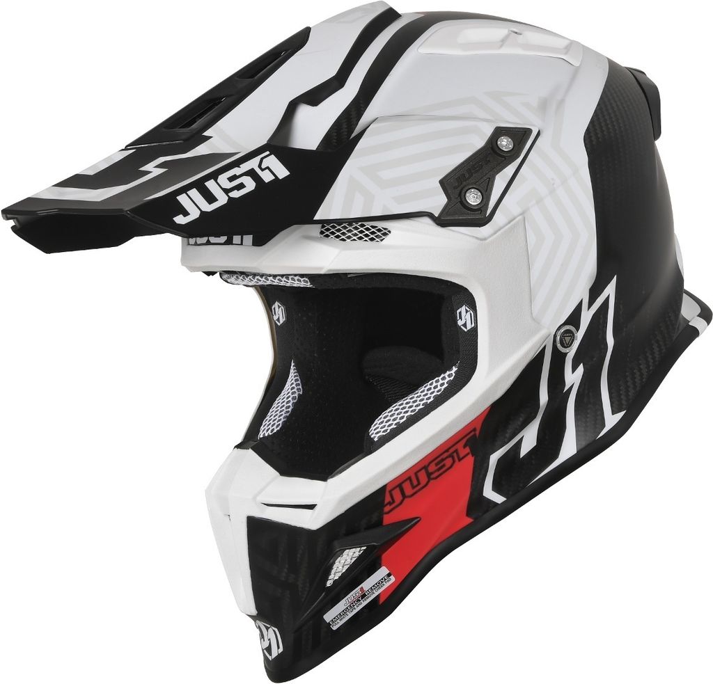 Just1 J12 Syncro Carbon Motocross Helm Farbe: Weiß Matt/Schwarz, Grösse: XXL