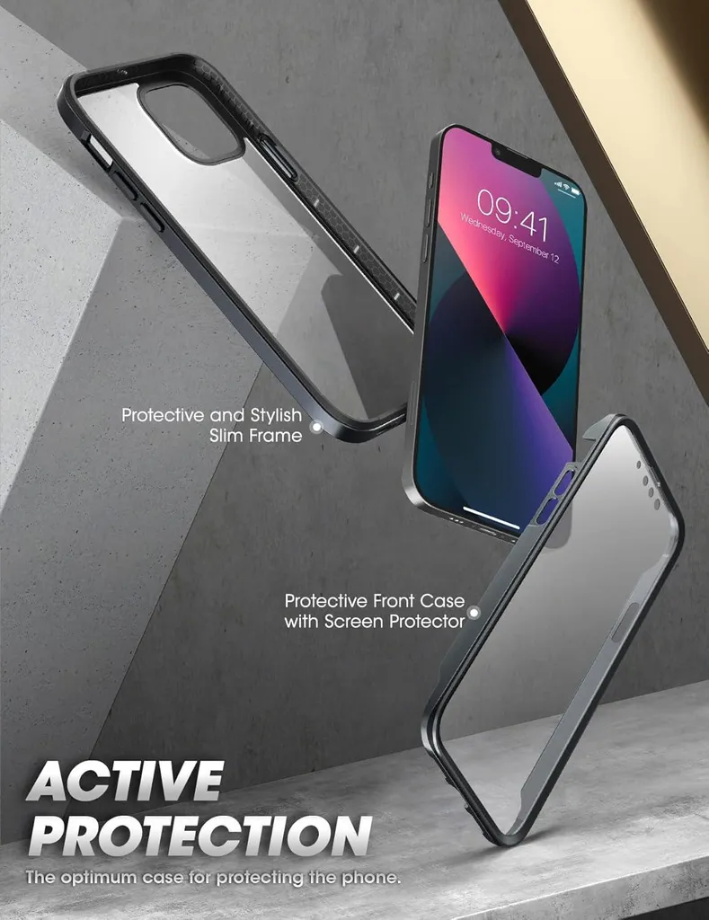 Coque Noire Double pour iPhone 13 Pro Max - Étui Robuste 6,7 Pouces