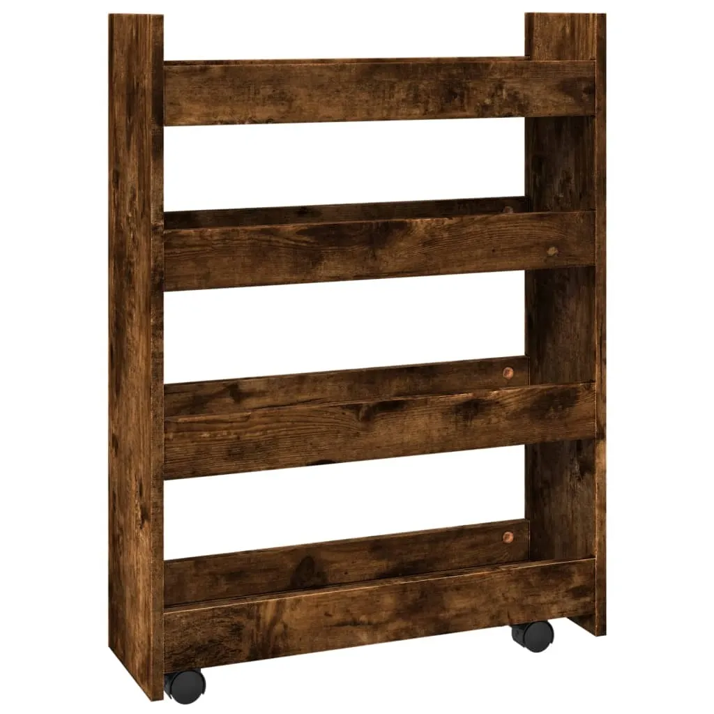 Organizer Multiuso 4 Ripiani Legno Quercia Affumicata per Ufficio e Casa - 2