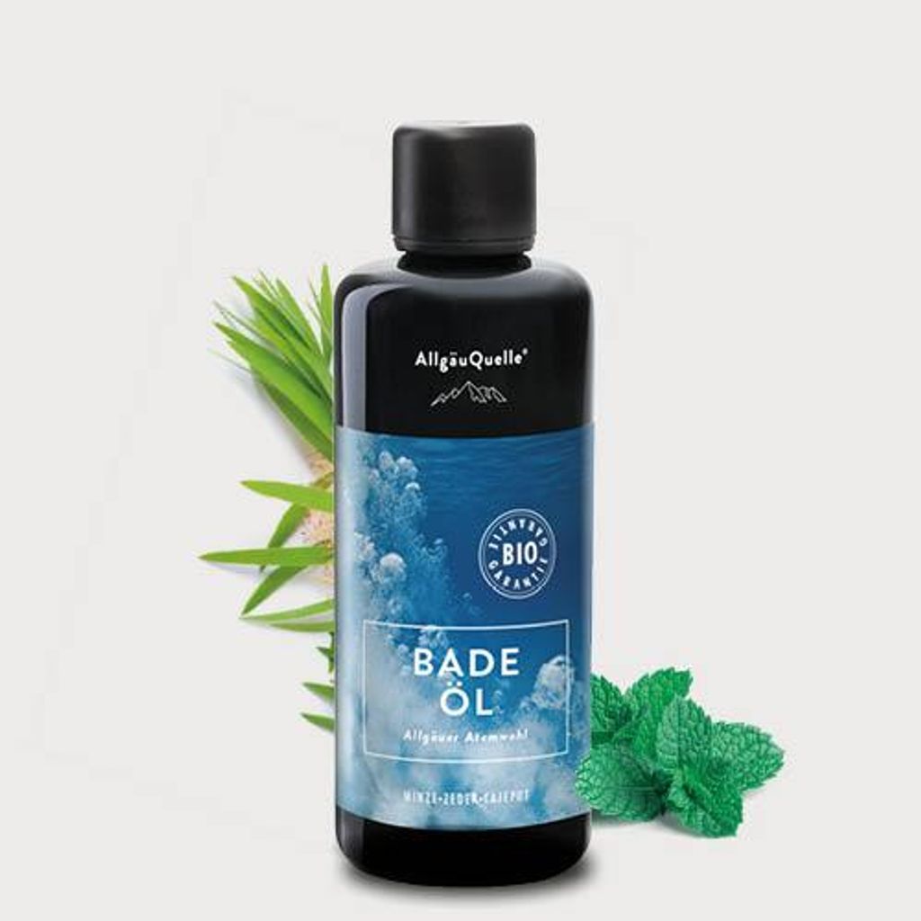 Bio Badeöl Allgäuer Atemwohl Badezusatz mit Minze, Zeder Produktbild 