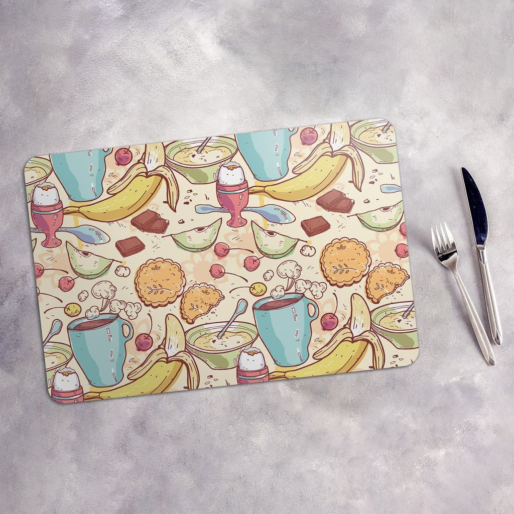 Tischset 6x45x30 cm Platzset Tischmatte Platzmatte Untersetzer - Frühstücksspeise Banane