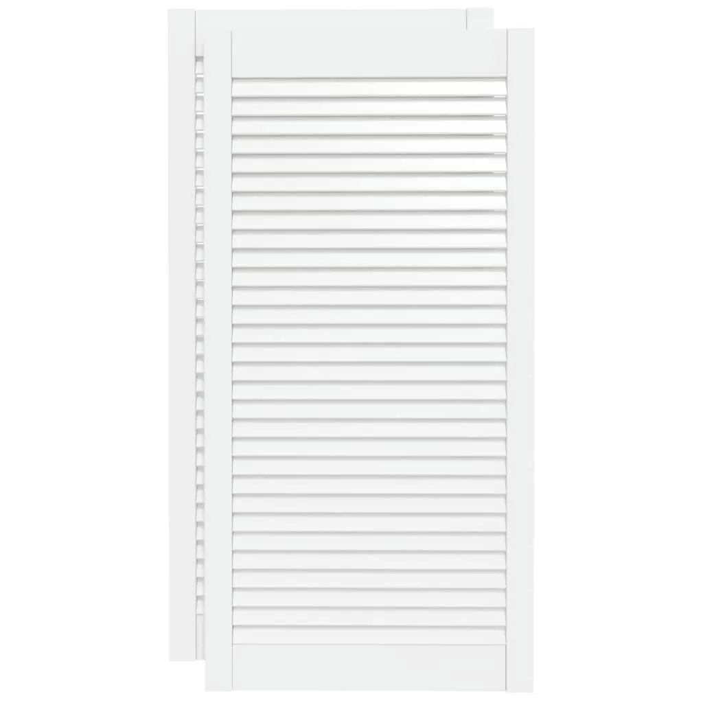 Ante Armadio Doghe Bianco 99x49 cm Legno Massello Pino - 2 Pezzi