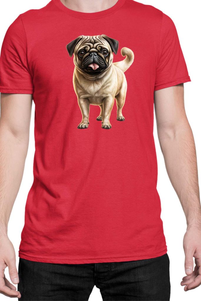 Herren T-Shirt Dogs Breeds Pug Dog Breed 007, Man S / Rot