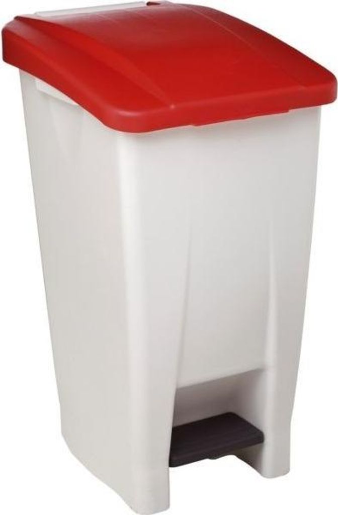 Rossignol fahrbarer Abfallbehälter mit Pedal 60L aus Polyethylen-Kunststoff, Farbe:Weiß/Blau