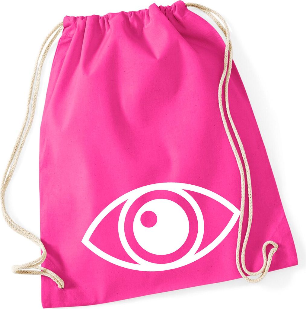 Huuraa Turnbeutel Auge Eye 12 Liter Fuchsia Baumwolle Rucksack Geschenkidee