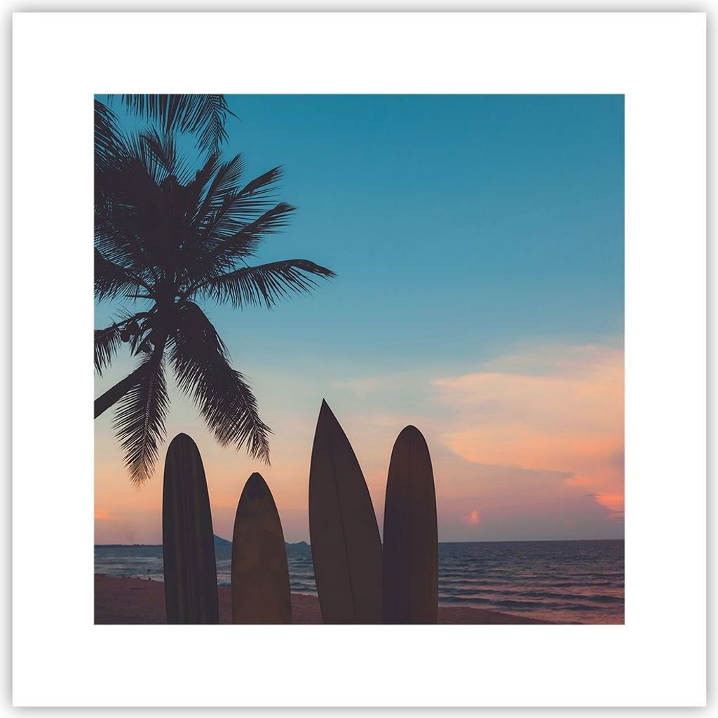Poster - Poster ohne Rahmen - Strand Meer Palme - 30x30 cm - Wand Bild - Wanddeko - Wandbilder - Kunstposter - Wandposter - Bilder - Kunstdruck - W...