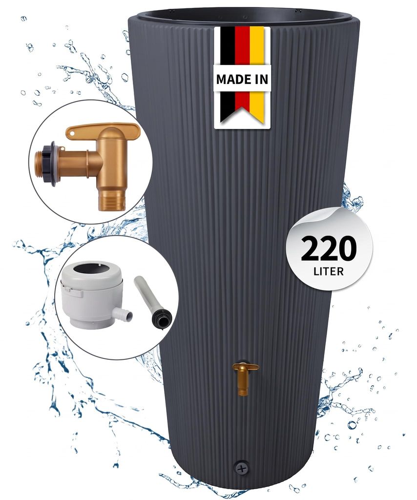 4rain VASO 2in1 DECOR regenton 220 L graphite grey incl. Productafbeelding  AI-gegenereerde afbeelding
