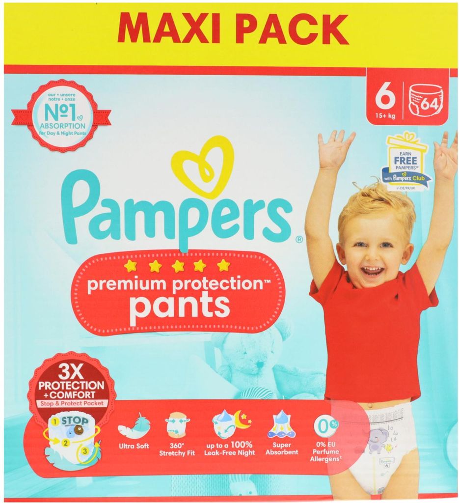 Pampers Premium Protection Pants  Größe 6 64 Windeln 15+ kg Produktbild 