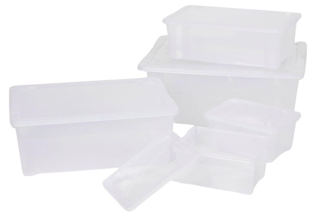 Klarsichtbox 5er-Set Stapelbox Aufbewahrungsbox Deckelbox Produktbild 