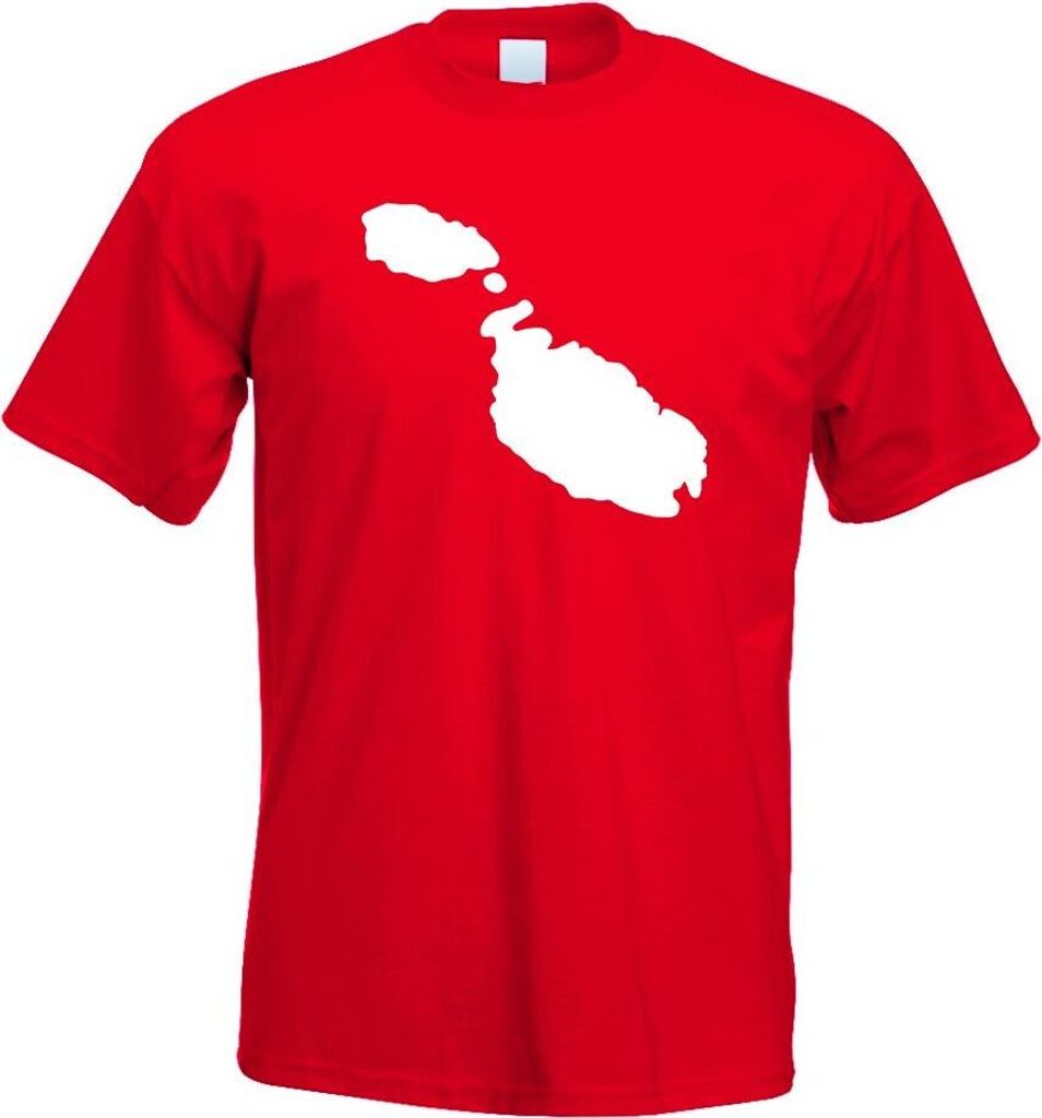 Kiwistar - T-Shirt - rot - Malta Umriss Kontur Herren Funshirt Bedruckt Design Sprüche Spruch Motive - mit Motiv Bedruckt - Funshirt Design - Spor...