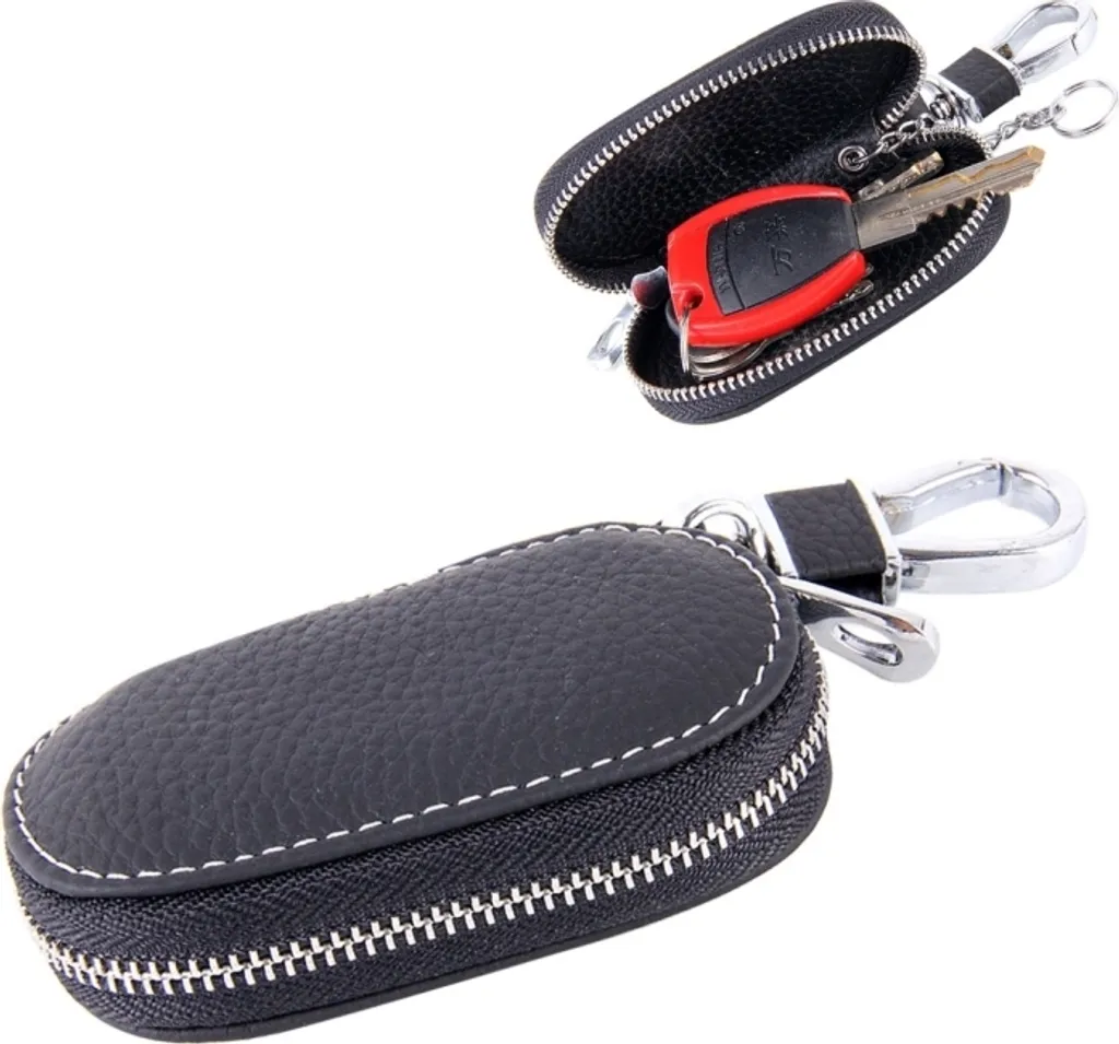 Mini Custodia Portachiavi Zip Nero Coccodrillo Universale Auto
