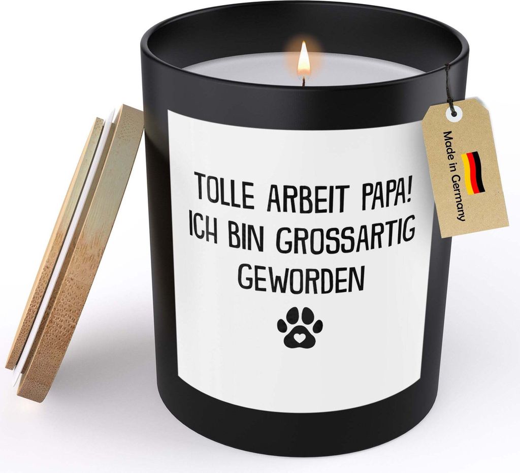 22Feels Hundepapa Geschenk Frauen Spruchkerze Herrchen Hund Sojawachs Kerze im Glas Dog Dad Welpe Bürohund Handgemacht Spruch Duft Deko Vegan Nach...