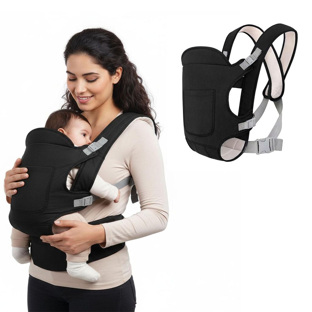 Tragetuch Baby Neugeboren, Babytrage Neugeborene Ab Geburt, für Baby bis 15 kg, Schwarz