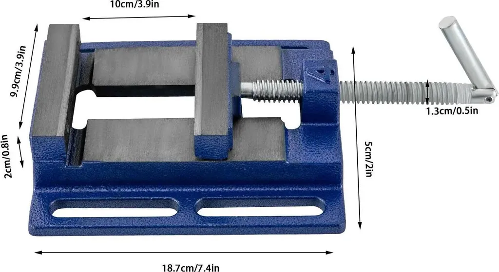 Étau pour perceuse à colonne haute précision bleu - Construction robuste - 2