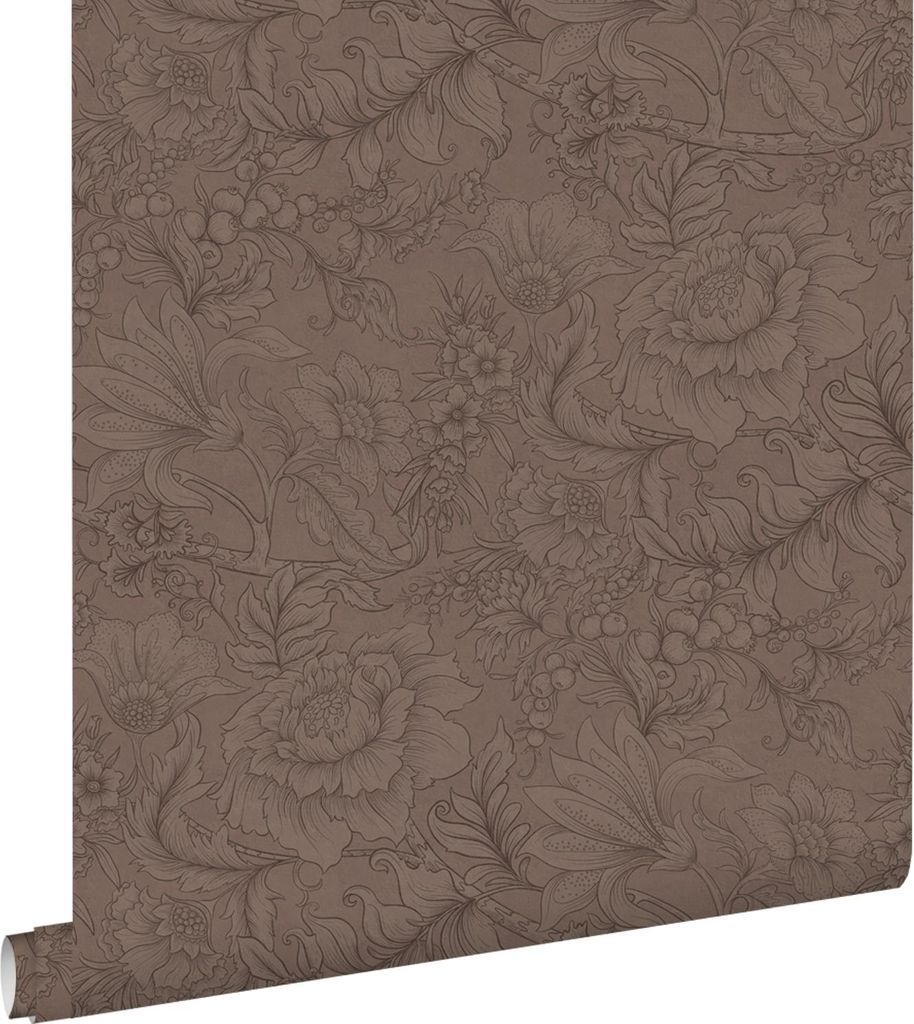 ESTAhome Tapete Blumenmuster Braun 50 x 900 cm