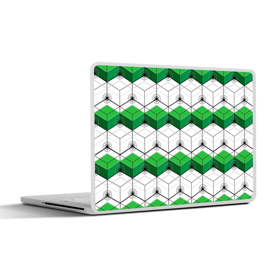 MuchoWow Laptop Aufkleber Sticker Cover Blöcke - Muster - 3D - Grün 31x22.5 cm - Laptop-Deko