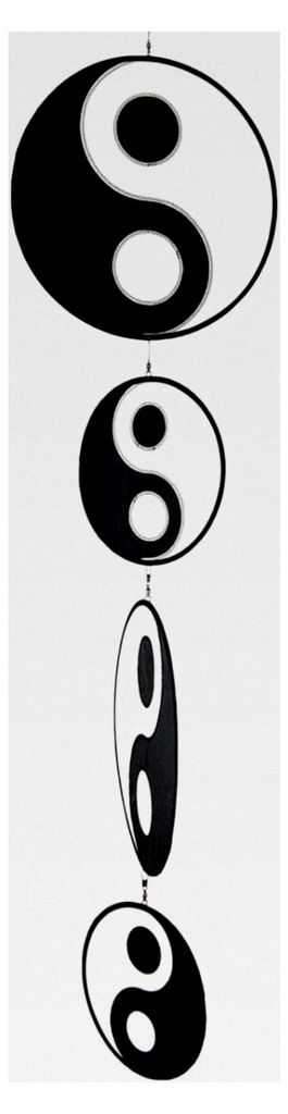 Windspiel - Tambouri Yin Yang - UV-beständig und wetterfest - Scheiben: 2xØ30cm/2xØ20cm - inkl. Wirbelkarabinerclip und Schnur