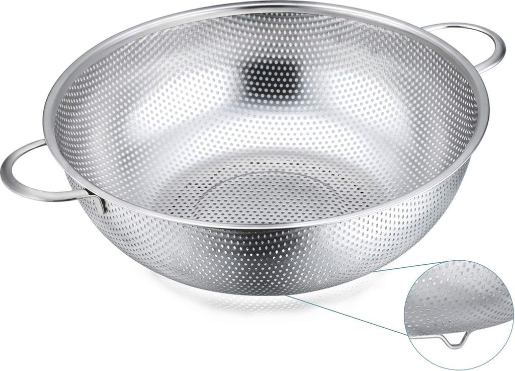 Sieb, HaWare Edelstahl Küchensieb Nudelsieb mit Griff, Ø28cm, Großes Mikroperforiertes Abtropfsieb Seiher zum Ablaufen & Spülen von Küche/Nude...