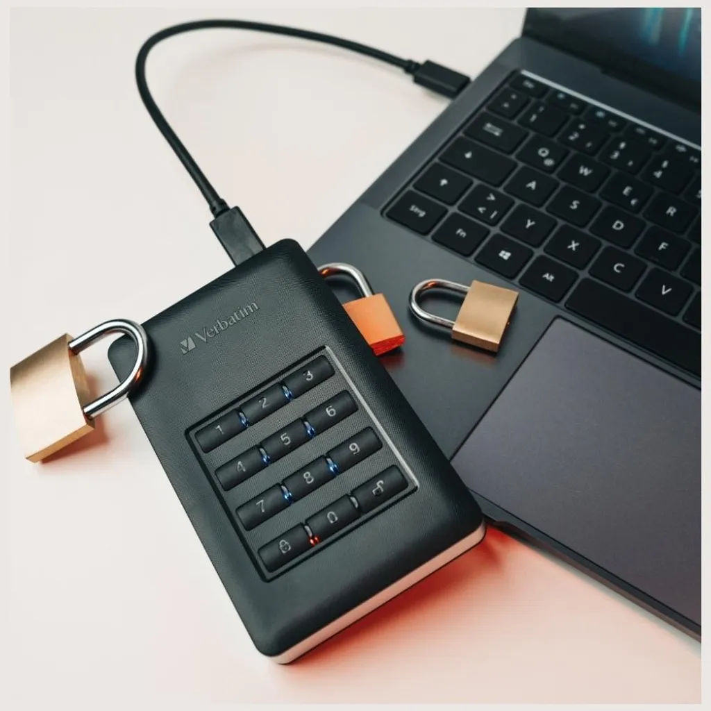 Hard Disk Verbatim 1TB Secure 53401: USB 3.1 e Keypad AES 256-bit - 13