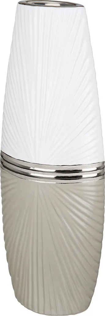 Vase Bardolino Gilde en céramique bicolore gris et blanc H43cm 47458