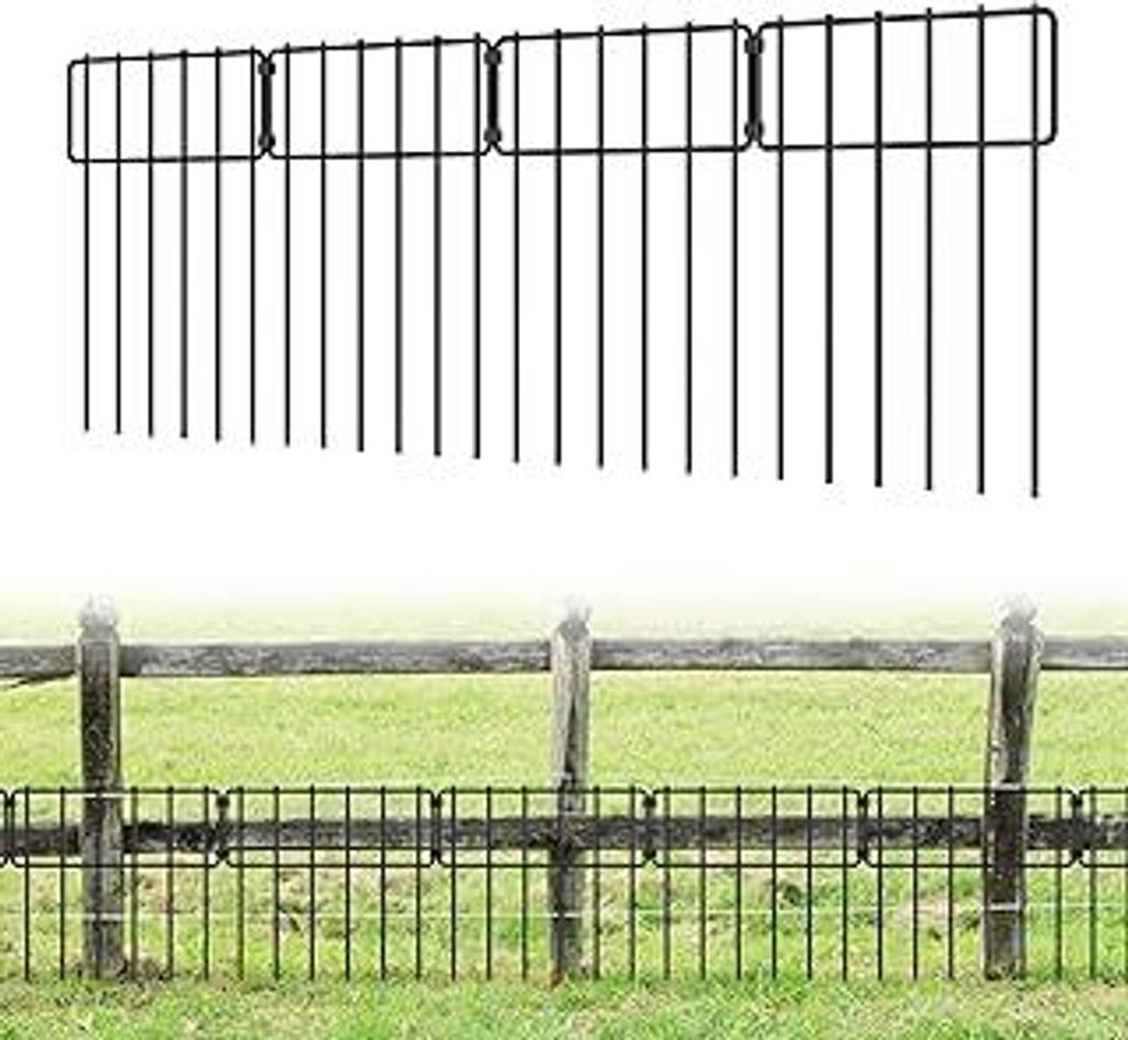 LIANTRAL 10 Stück Tier Barriere Zaun, Dekorativer Gartenzaun, rostfreier Metalldraht, Kein Graben-Zaun Patio-Grenze Tierzaun für Hunde Kaninchen ...
