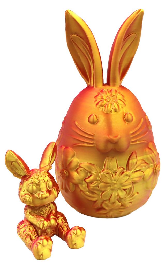 Osterhasen-Ei-Ornament mit beweglichem Hasen im Inneren, 3D-gedruckte Hasen-Blumen-Ei-Figur, Osterdekoration