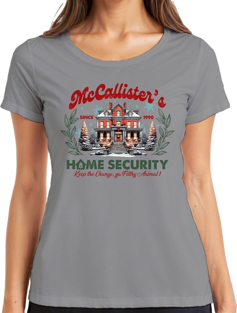 McCallister's Home Security Kevin Allein Zuhause - Weihnachten Christmas Xmas Damen T-Shirt, Grau, 3XL