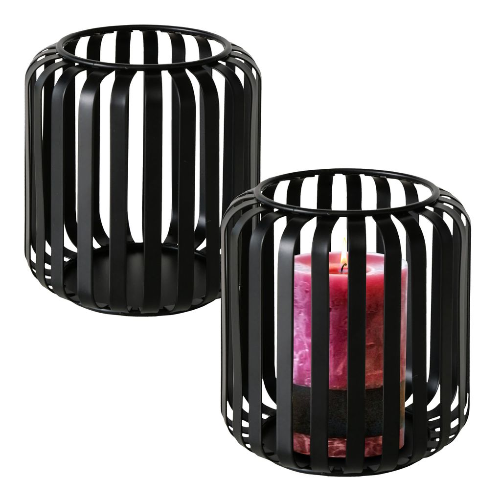1.10 Metall Windlicht VIKI rund / schwarz - 2er Set - Produktbild 
