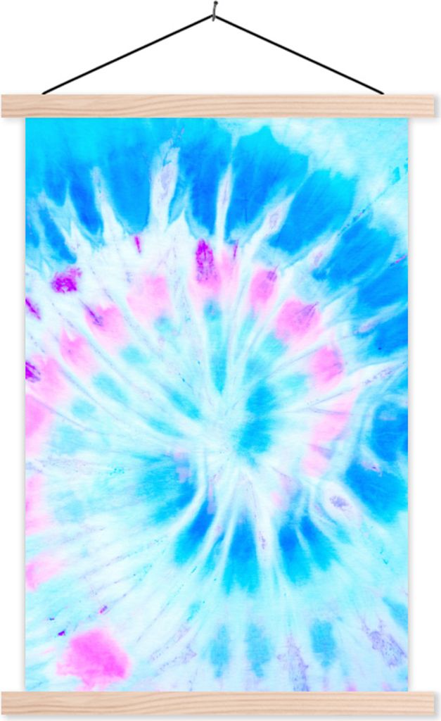 MuchoWow Textilposter Sommer - Krawattenfärbung - Lila 40x60 cm mit holzfarbenen Rahmen - Poster