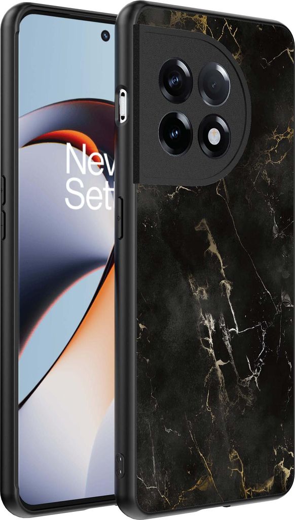 Smartphonica Telefon Fall geeignet für OnePlus 11R mit Marmor-Druck - TPU zurück Abdeckung Fall schwarz Marmor-Design - Schwarz