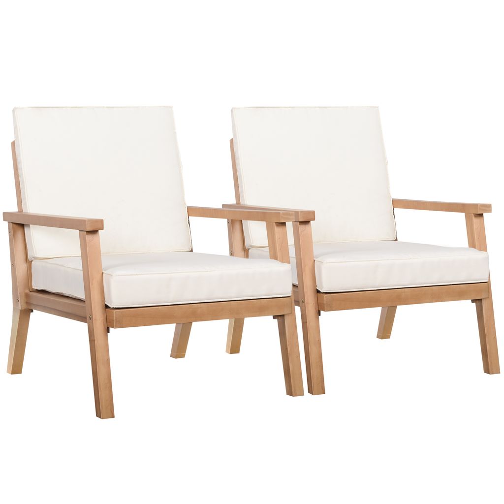 2x Gartenstuhl Gartensessel Loungesessel Stuhl Polsterauflage Gartenmöbel Holz 