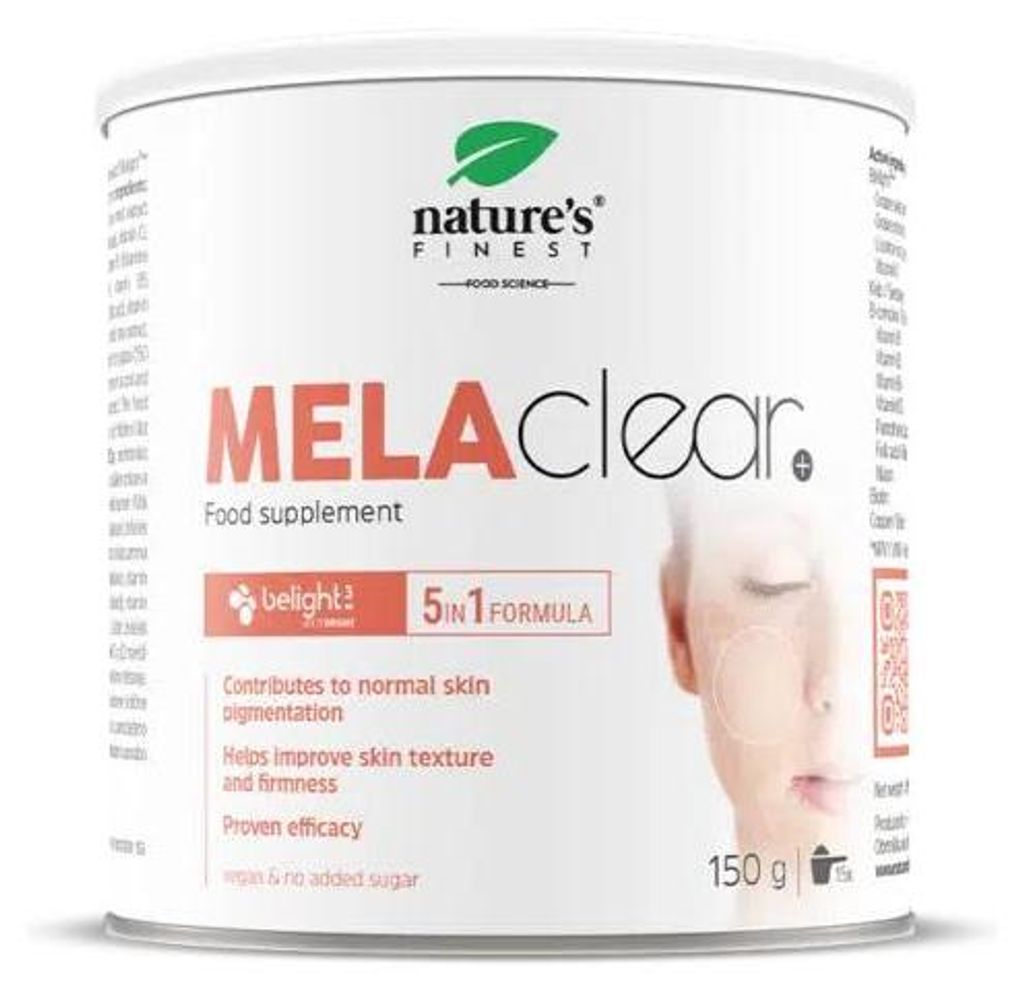 MELAclear+ - Anti-Pigmentflecken & Hautton-Ausgleich Pulver mit Belight , Traubenkernextrakt, Licorice & Kupfer - 150 g