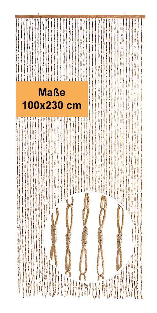 Kobolo Türvorhang Papiervorhang Circles 45 Stränge - 100x230 cm beige - Balkon / Terrassentür | Vorhang Raumteiler