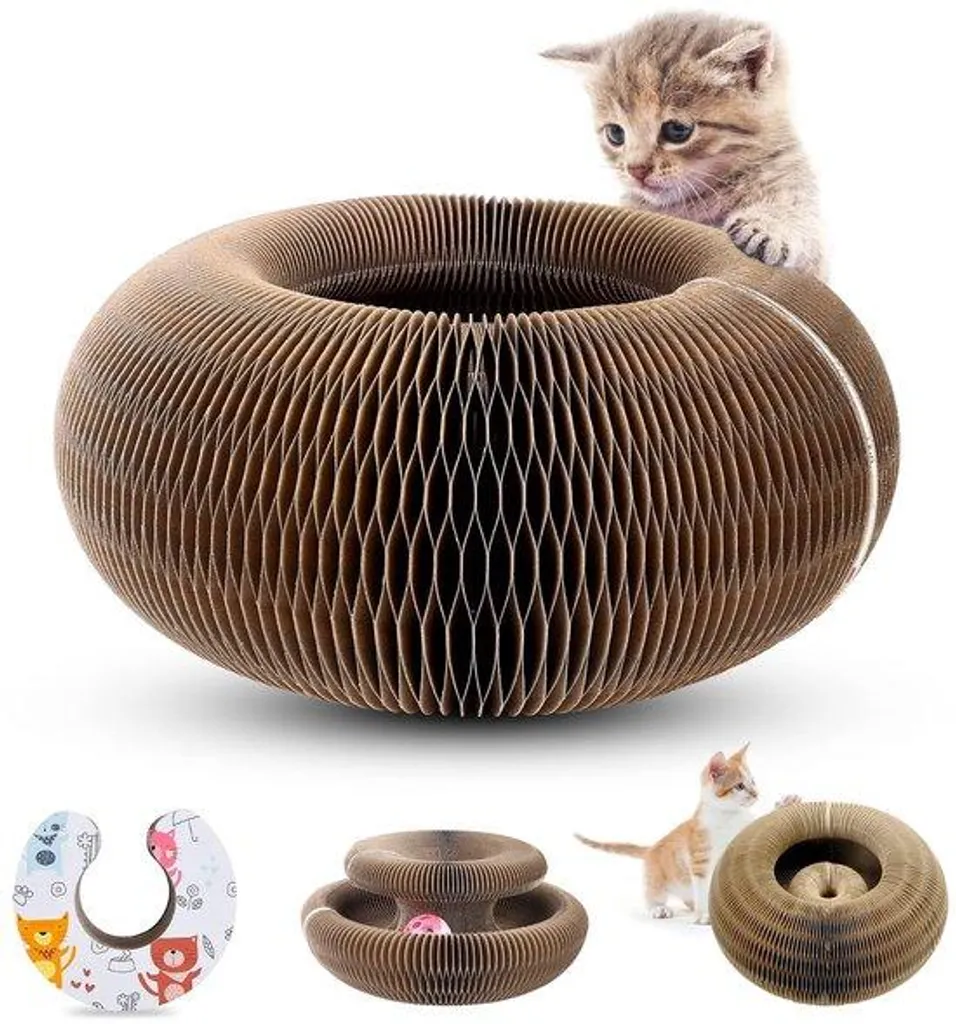 Griffoir pour chats modulable avec balle sonore - Carton haute densité 3D
