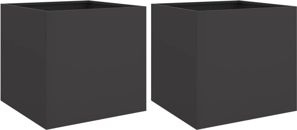 vidaXL Pflanzkübel 2 Stk. Schwarz 49x47x46 cm Stahl
