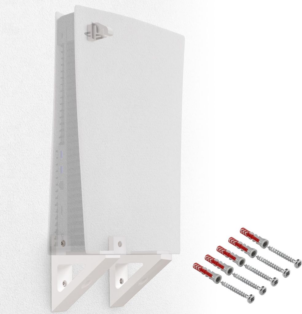 Wandhalterung Wandhalter passend für Sony PS5 Playstation 5 Disk Edition Halterung Anschluss Links Weiß