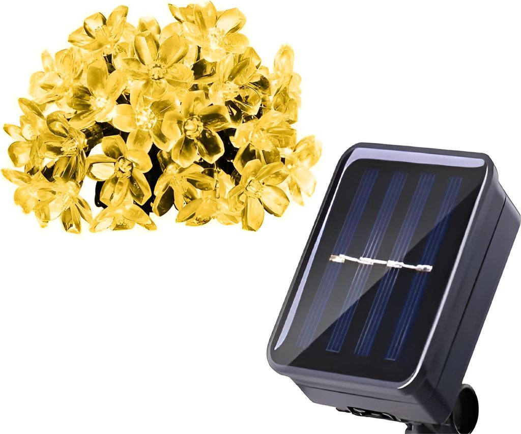 KIK KX4969 Svetelná reťaz solárna, kvety 50 LED, 7 m teplá Obrázok produktu 