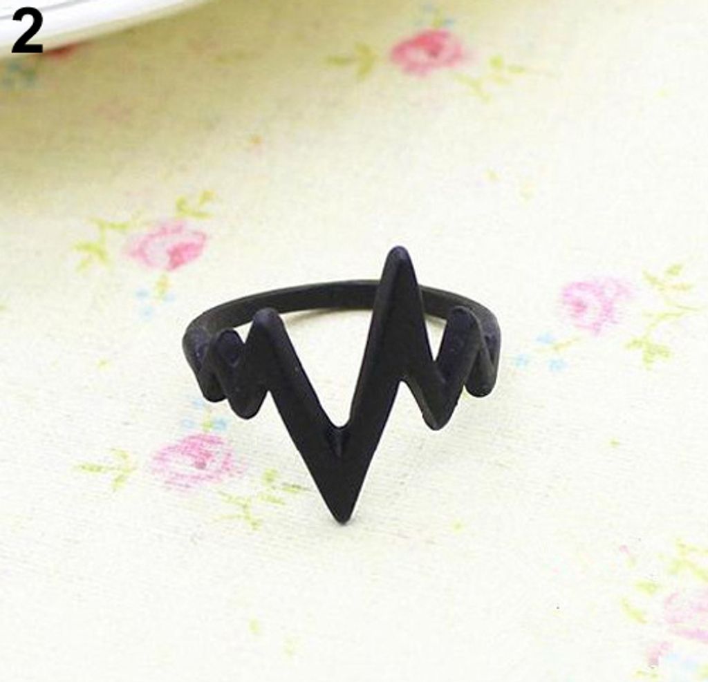 Uni Mode Zickzack Pfeil Form Band Legierung Knuckle Finger Ring Schmuck Geschenk-Schwarz