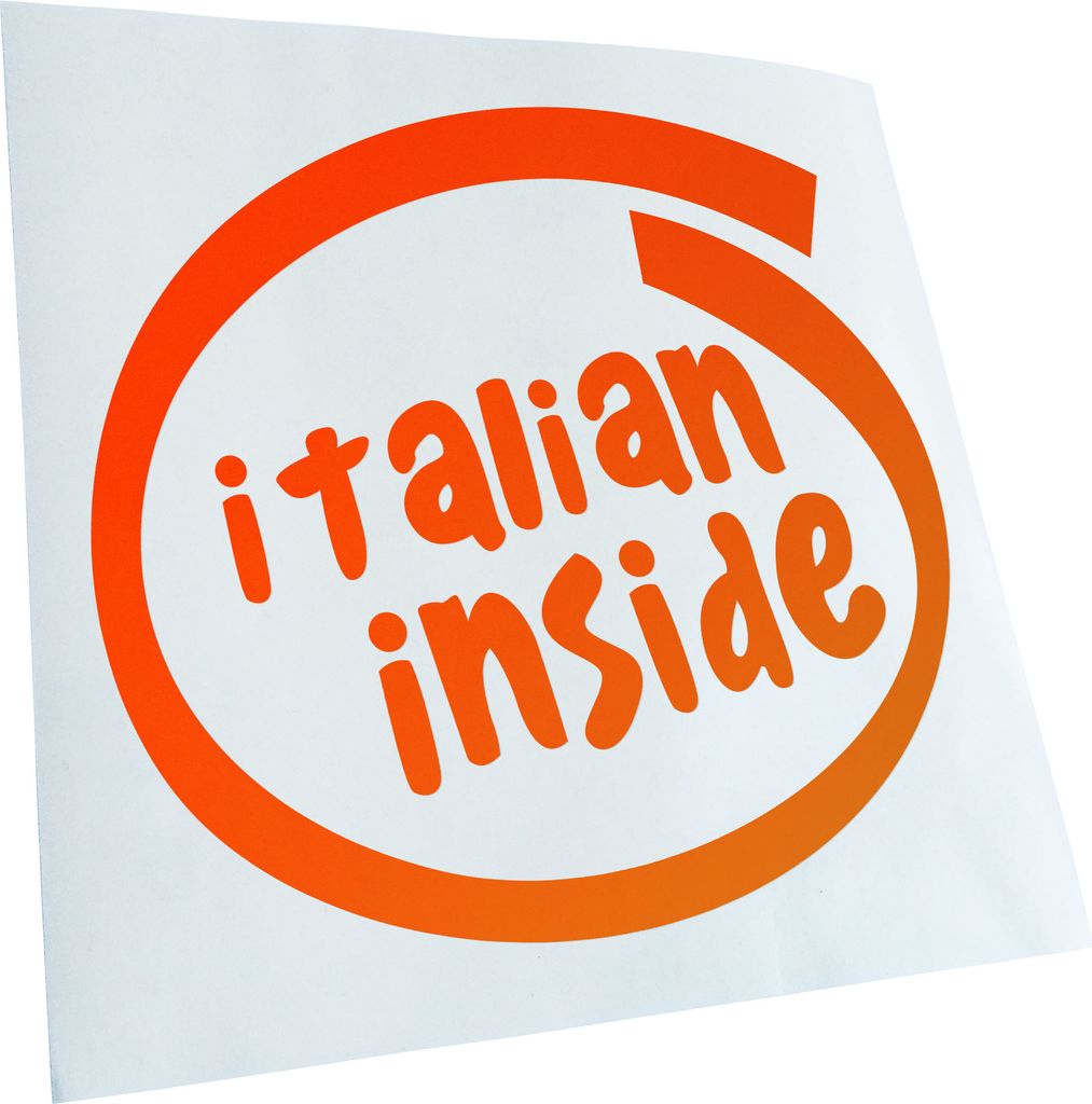 Kiwistar - Autoaufkleber - neonorange - 40 x 40 cm - Italien Inside - Heckscheibenaufkleber - Aufkleber für Auto Kfz Fahrrad, LKW, Truck Mofa