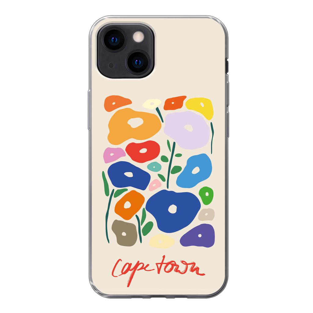 MuchoWow Handyhülle Schutzhülle Hülle für iPhone 13 mini Blume - Abstrakt - Südafrika Silikon Softcase Handy Hülle - Softcase