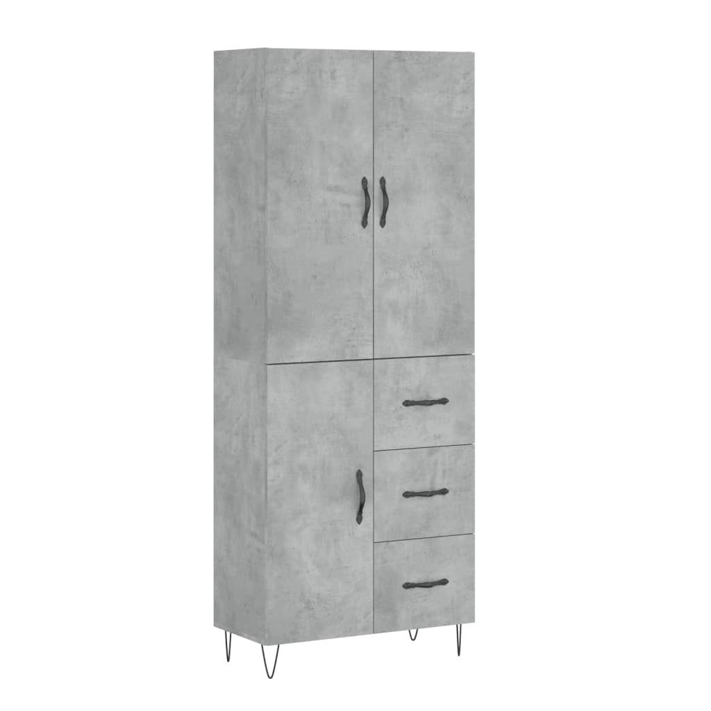 Highboard Betongrau 69,5x34x180 cm Holzwerkstoff Produktbild 
